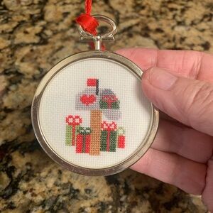Vintage Handmade Counted Cross Stitch Ornament